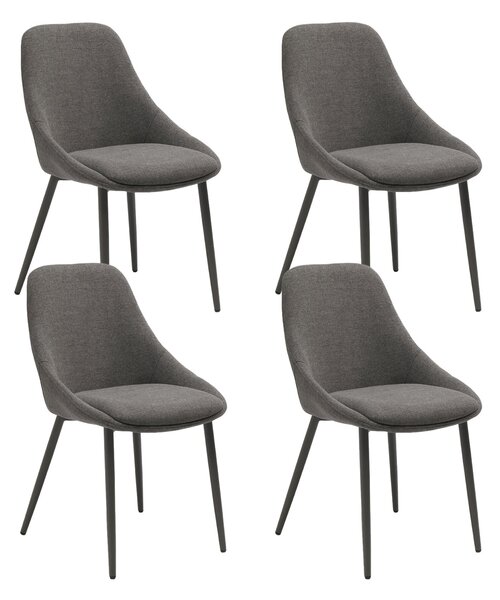 Set 4 Sedie Kira 51x59x85 cm in Tessuto Easy-Clean Grigio Scuro