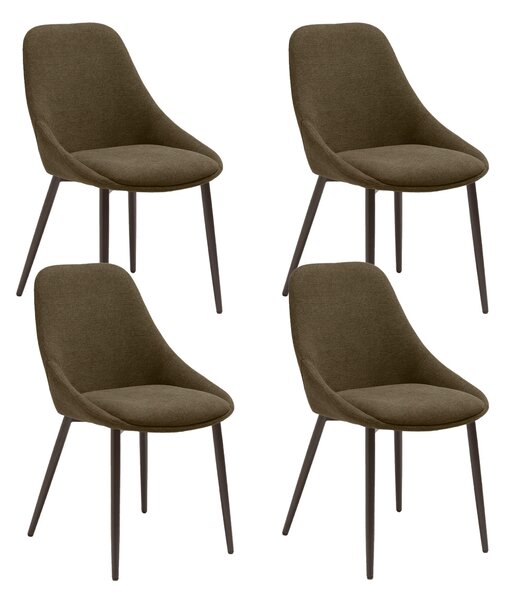 Set 4 Sedie Kira 51x59x85 cm Gambe in Metallo Bronzo Marrone
