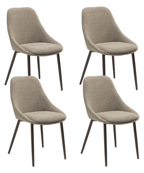 Set 4 Sedie Kira 51x59x85 cm Gambe in Metallo Bronzo Beige