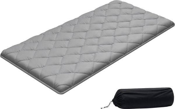 Materasso futon giapponese - Materasso tatami per letto singolo - Pieghevole - 9 strati - Con borsa per riporlo e set di fissaggio - 203 x 99 x 8,9 cm - Per meditazione e yoga - Grigio