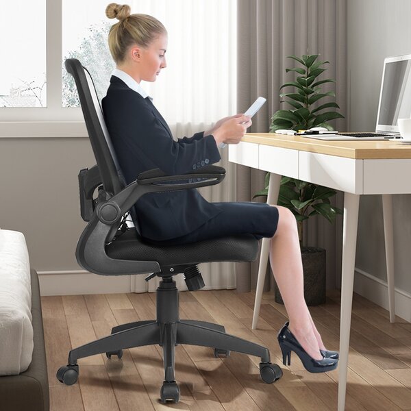 Costway Sedia leggera a rete da ufficio con supporto lombare, Sedia  ergonomica per casa con schienale regolabile Grigio>