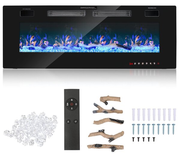 Camino elettrico da 127 cm, 750 W/1500 W, con effetto fiamma a LED e timer
