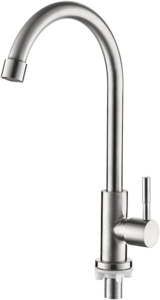 Welt - Rubinetto da cucina per acqua fredda - Acciaio inossidabile - Miscelatore monocomando - Cromo - Grigio