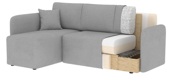 Divano angolare beige allungabile/con contenitore (con penisola a sinistra/con chaise lounge) e rivestimento in velluto Hadson – ELTAP