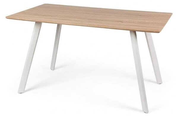 Tavolo da Pranzo Fisso Moderno Legno Naturale Bianco Cucina 140x80x75cm
