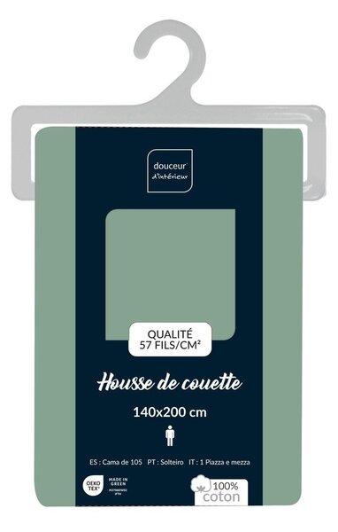 Copripiumino verde in cotone per letto singolo 140x200 cm Lina – douceur d'intérieur
