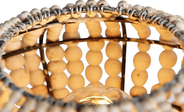 Lampada da tavolo orientale beige con perline - Moti