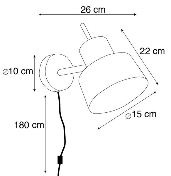 Lampada da parete Smart nera incl. Wifi A60 - Chappie