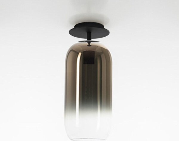 Artemide Gople Mini, plafoniera da soffitto in vetro soffiato, color marrone