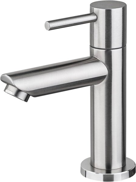 Rubinetto per acqua fredda - Miscelatore monocomando per lavabo, ideale per bagni per ospiti - Acciaio inossidabile - Grigio