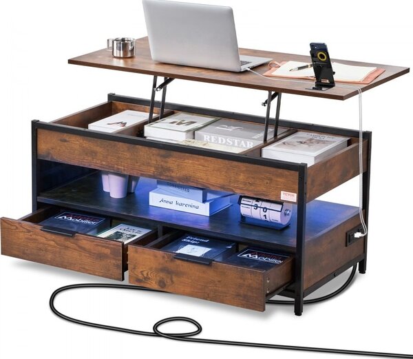 Tavolino da salotto Tavolo da salotto - Tavolino sollevabile - Tavolo rettangolare da 1 m in marrone - Tavolo di design moderno per il salotto