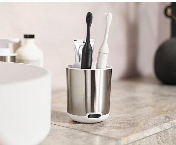 Portaspazzolino argentato in acciaio inox Duo Steel – Joseph Joseph