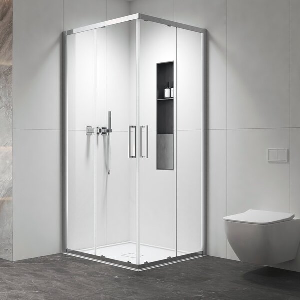 Kamalu box doccia 70x70 apertura doppio scorrevole finitura cromo | kz-1000