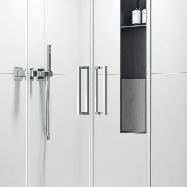 Kamalu box doccia 70x70 apertura doppio scorrevole finitura cromo | kz-1000