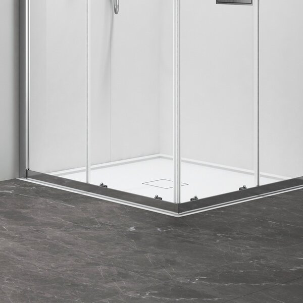 Kamalu box doccia 70x70 apertura doppio scorrevole finitura cromo | kz-1000