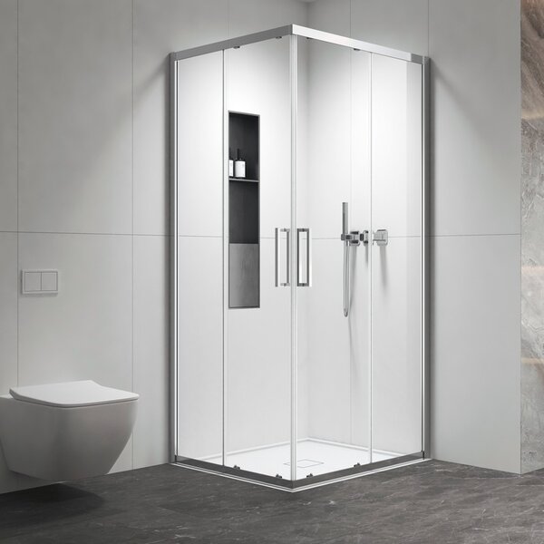 Kamalu box doccia 70x70 apertura doppio scorrevole finitura cromo | kz-1000