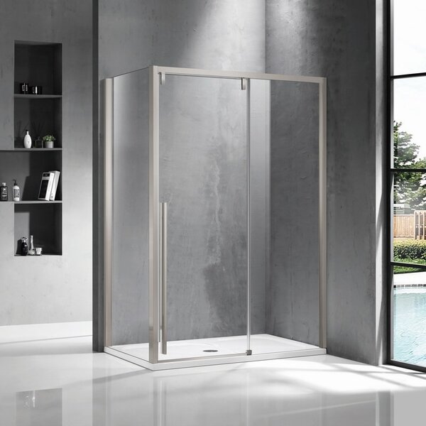 Kamalu cabina doccia 70x120 scorrevole con lato fisso 70 cm finitura acciaio spazzolato | ksa5000as