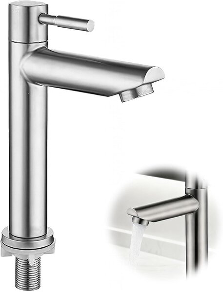 Rubinetto da bagno - Acciaio inossidabile - Miscelatore per acqua fredda - Monocomando - Lavabo - Mobile lavabo - Design moderno spazzolato