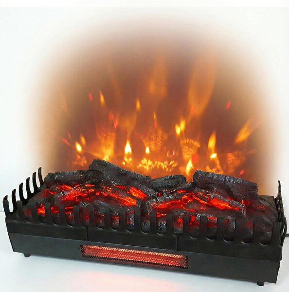 Camino elettrico con effetto fiamma XL + riscaldamento 2000 W – tronchi di legno illuminati – luci LED – modello autoportante – dimensioni 67x23x24 cm