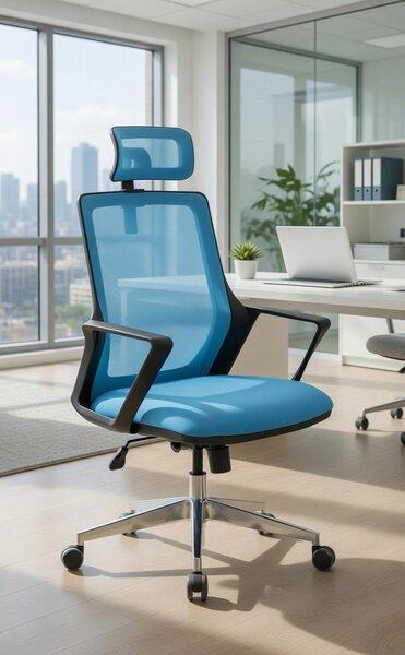 Sedia da ufficio con seduta regolabile in altezza e supporto ergonomico