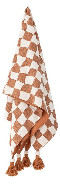 Coperta marrone e beige in cotone 130x150 cm Chola – Bloomingville