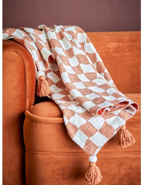 Coperta marrone e beige in cotone 130x150 cm Chola – Bloomingville
