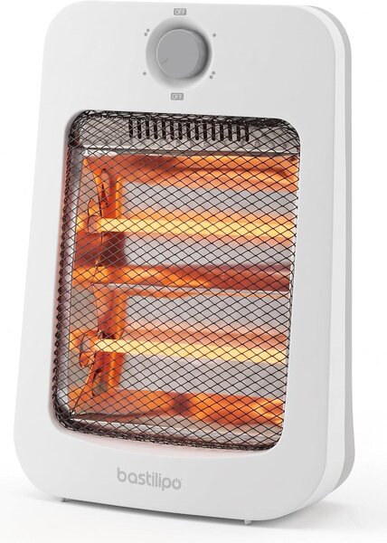Stufa elettrica a infrarossi, 800W, con elementi riscaldanti in quarzo, sistema di protezione anticaduta e griglia di sicurezza