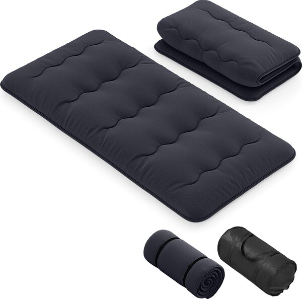 Materasso da pavimento 90x200 cm, materasso futon giapponese, tappetino tatami pieghevole e portatile, materasso pieghevole con borsa da trasporto e copertura rimovibile, nero