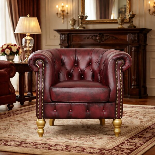 Poltrona Chesterina Pelle Primo Fiore Premium - Design Iconico