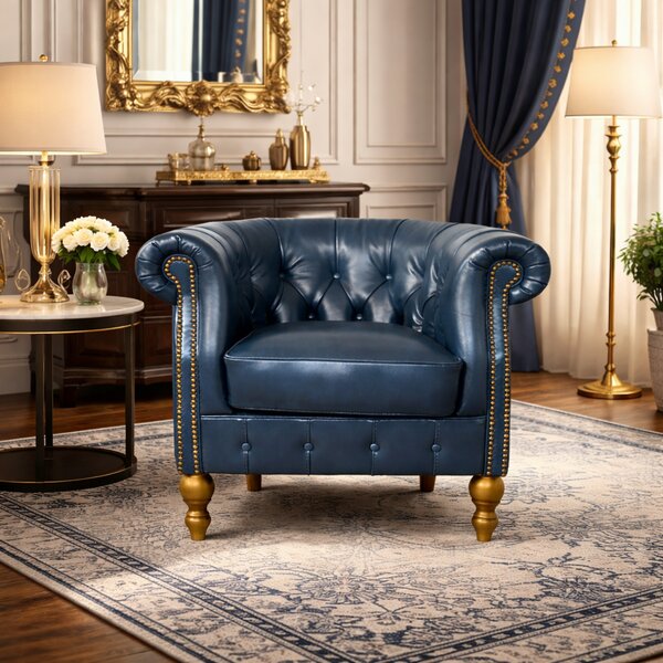 Poltrona Chesterina Pelle Primo Fiore Premium - Design Iconico