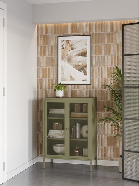 Armadietto verde in metallo 70x100x40 cm Fayna – Marckeric