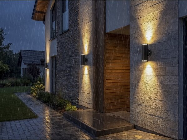 Kanlux 46201 - Faretto da parete per esterni RADILO 2xGU10/11W/230V IP44 nero