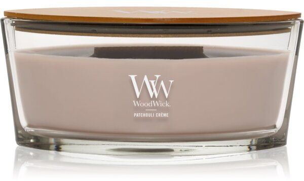 Woodwick Opulent Wood Patchouli Creme candela profumata con stoppino in legno 453.6 g