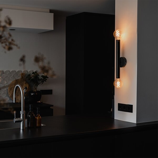 Applique da parete Art Déco nera 2 luci - Tubi