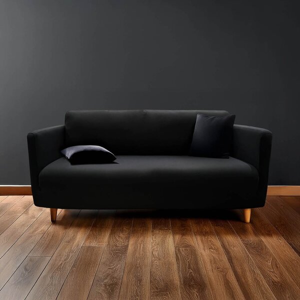 Copridivano nero con rivestimento elastico per divano a 3 posti Mila – douceur d'intérieur