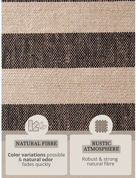 Passatoia nera/color crema in iuta reversibile/tessuta a mano 80x200 cm Playa – Hanse Home