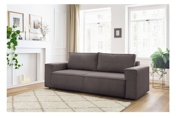 Divano grigio tortora allungabile con rivestimento in velluto a coste 245 cm Nihad – Bobochic Paris