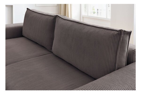 Divano grigio tortora allungabile con rivestimento in velluto a coste 245 cm Nihad – Bobochic Paris