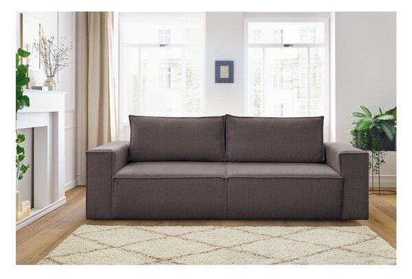 Divano grigio tortora allungabile con rivestimento in velluto a coste 245 cm Nihad – Bobochic Paris
