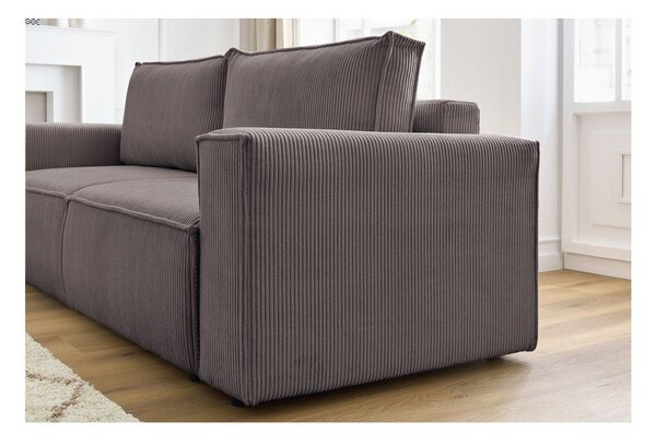 Divano grigio tortora allungabile con rivestimento in velluto a coste 245 cm Nihad – Bobochic Paris