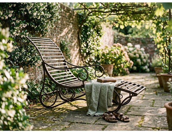 Sedia a sdraio nera da giardino in metallo Kuwa - Garden Pleasure