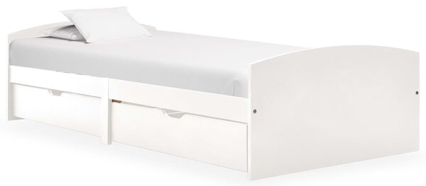 Giroletto con 2 Cassetti Bianco in Legno di Pino 90x200 cm