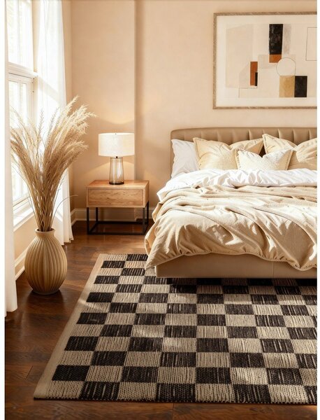 Tappeto nero/color crema in misto iuta reversibile/tessuto a mano 160x230 cm Rex – Hanse Home