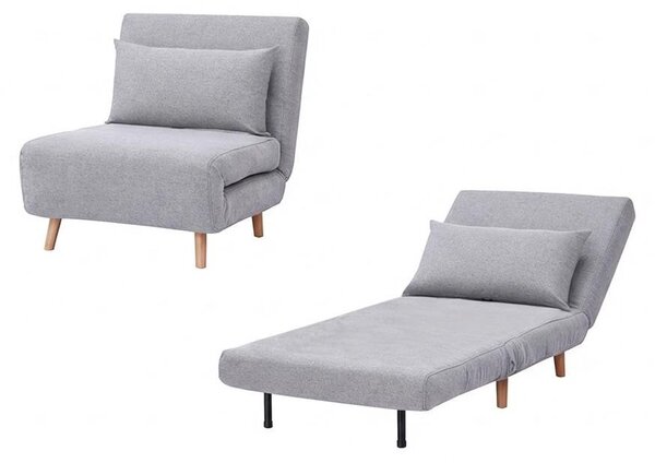 Pouf Letto Singolo Convertibile Pieghevole Ospiti 77x90x81cm / 190x77x42cm - Colore: Grigio Chiaro
