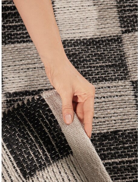 Tappeto nero/color crema in misto iuta reversibile/tessuto a mano 160x230 cm Rex – Hanse Home