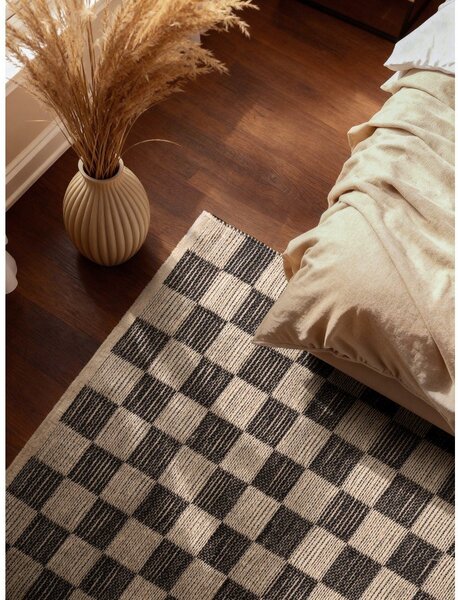 Tappeto nero/color crema in misto iuta reversibile/tessuto a mano 160x230 cm Rex – Hanse Home