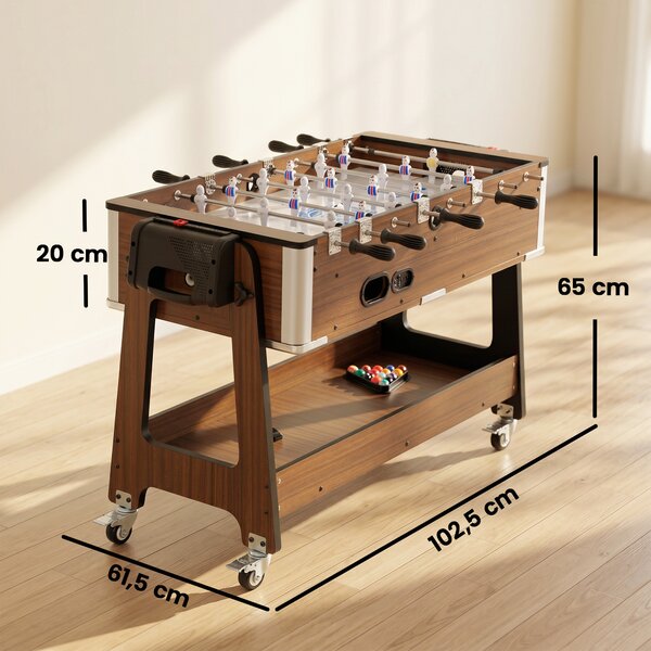 SPORTNOW Tavolo 3 In 1: Air Hockey, Biliardo, Calcio Balilla, Ruote Bloccabili, Ripiano | Aosom Italy