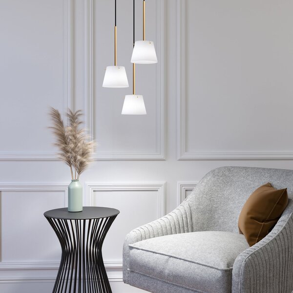Lampada a sospensione Herstal, Bianco, Soggiorno, Vetro