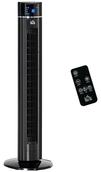 HOMCOM Ventilatore a Colonna 60W con 3 Velocità, 3 Modalità e Timer 8h, in ABS, Ø32x106.8 cm, Nero