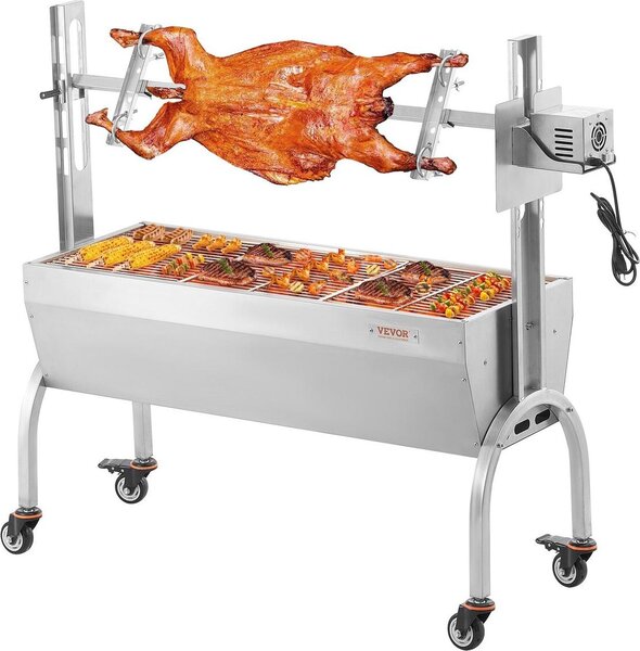 Griglia per barbecue con girarrosto per maiale, agnello e pollo 52W 198LBS